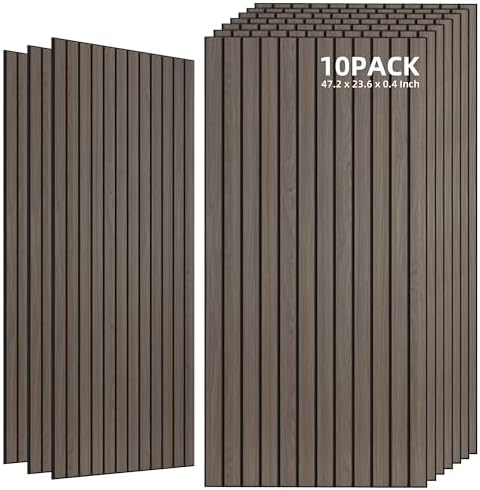 TO-TH 10 Pack Soundproof Panels Wood Look Noise Reducing Wall Panel, walnut