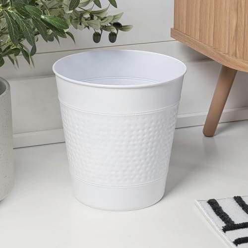 happimess Riley 2 Gal Hammered Steel Bin 10" H, Matte White
