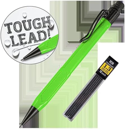 Rite in the Rain Weatherproof Mechanical Pencil, Hi-Viz Green Barrel, 1.3mm Dark Lead, 12 lead refills (No. HV15)