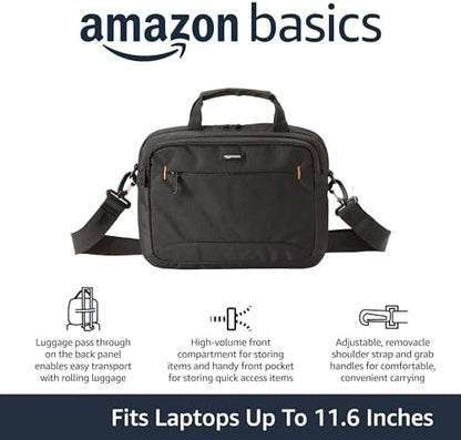 Amazon Basics Laptop Carrying Case with Adjustable Shoulder Strap, 11.6 in, Black, 10-Pack
