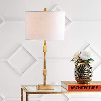 JONATHAN Y Windsor 29" Modern Geometric Column Metal Table Lamp, Gold Leaf