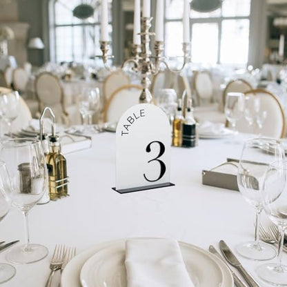 White Arch Wedding Table Numbers 1-10 with Stands