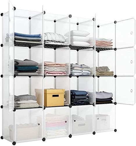amopacorp 16-Cube Storage Shelf Cube Shelving Bookcase Bookshelf Organizing Closet Toy Organizer Cabinet White Color