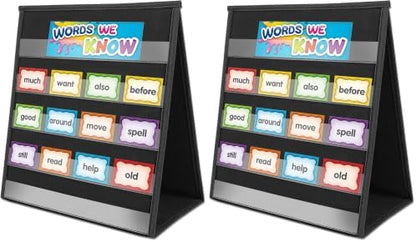 EAMAY Desktop Pocket Chart, Tabletop Teaching Classroom Pocket Charts Double-Side and self-Standing Pocket Chart for Kindergarten, Home Use or Classroom (Black) (Pack of 2)