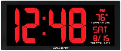 AcuRite Digital Clock, 14.5-Inch / Red