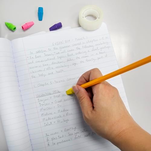 BAZIC Products Neon Pencil-Top Eraser Caps, Latex-Free, 50 Pack, 72-Case