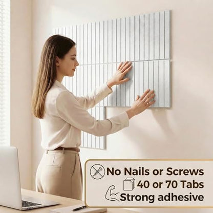 AHEONLAR Felt Bulletin Board 48" x 36", Cork Boards for Walls, 12 Pack Bulletin Board Large Cork Board for Office, Felt Boards with 70 Safe Removable Adhesive Tabs Wall Decor for Home(White)