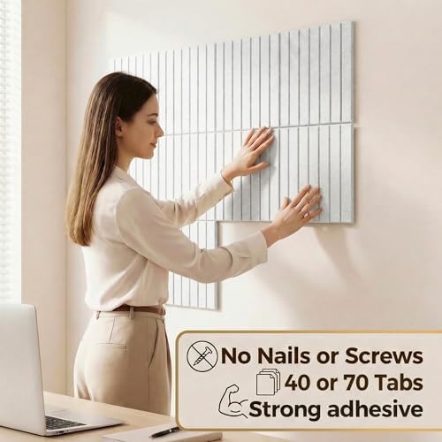 AHEONLAR Felt Bulletin Board 36"x 24", Cork Boards for Walls, 6 Pack Bulletin Board Large Cork Board for Office, Felt Boards with 40 Safe Removable Adhesive Tabs Wall Decor for Home(White)