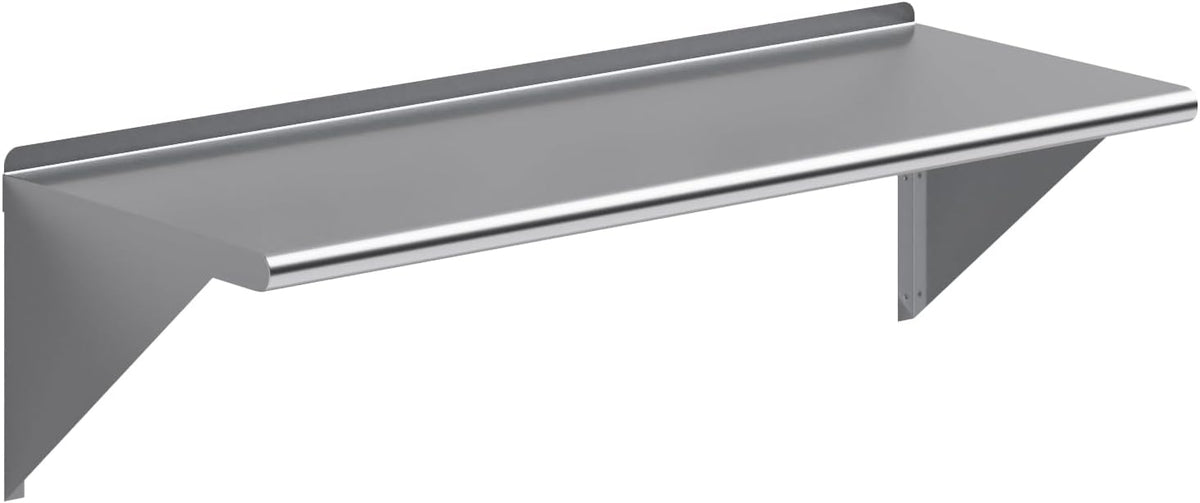 AmGood 48" Long X 18" Deep Stainless Steel Wall Shelf | NSF Certified | Appliance & Equipment Metal Shelving | Kitchen, Restaurant, Garage, Laundry, Utility Room