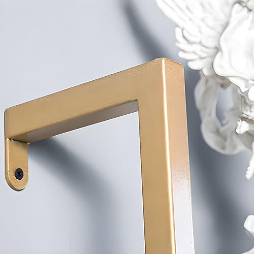 Contemporary Wall Unit Bookcase Metal Frame Pine Wood Shelf Bookshelf Wall-Mounted Bookshelf Wrought Iron Bag Rack Multi-Layer Clothing Store Decoration White Gold 23.6" L x 9.8" W x 29.9" H