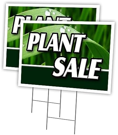 PLANT SALE 2 Pack Of 12" x 16" Yard Sign & Stake | Advertise Your Business | Stake Included Image On Front Only | Made in The USA