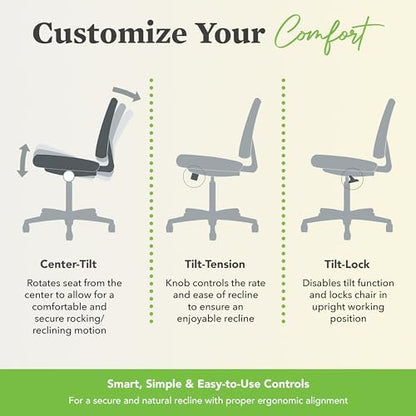 HON Volt Ergonomic Office Chair, Armless, Office Desk Computer Chair, Black