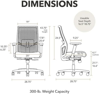 HON Ignition 2.0 ReActiv Ergonomic Office Chair, Lumbar Support, Ocean