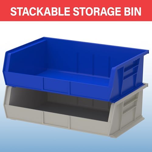 Akro-Mils 30255 AkroBins Plastic Storage Bins, 11"x16"x5", Blue, 6-Pack