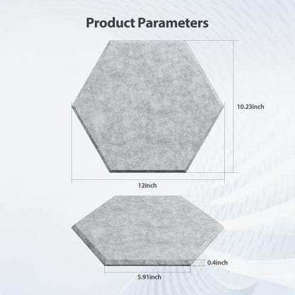 12 Pack Hexagon Acoustic Panels Self Adhesive Sound Proof Foam(Silver Gray)