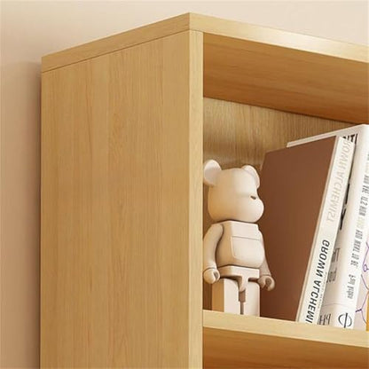 Closed Back Cabinet Wood Standard 9.5'' Wide Bookcase Bookshelf Storage Rack Multi-layered Storage Shelf Cabinet Display Unit Integrated Against the Wall Natural/White 55.1"L x 9.4"W x 70.9"H