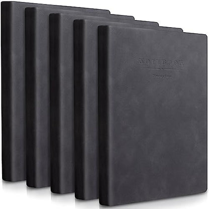 SATINIOR 5 Pack A4 Notebooks Leather Softcover Journal, Black