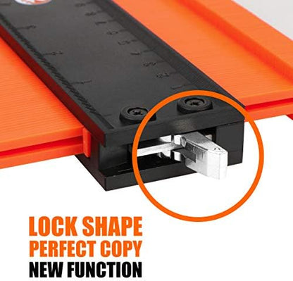 Saker Contour Gauge Profile Tool with Lock 5 Inch Orange