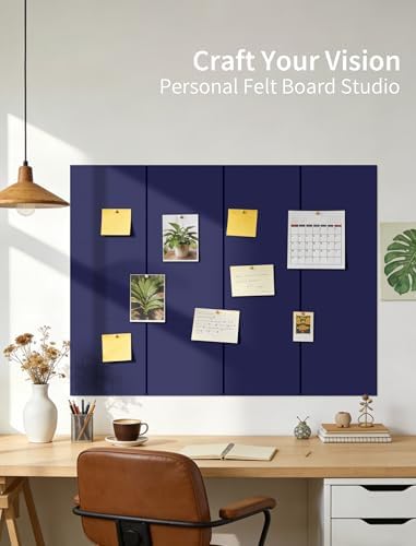 48" x 48" Cork Board Alternative, 16 Pack Felt Bulletin Board Tiles with 30 Adhesive Tabs Wall Push Pin Board for Office Classroom Bedroom Decor