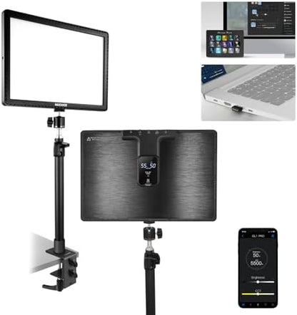 NEEWER 15.5" LED Streaming Key Light, Clamp on Desk Panel Video Lighting for Gaming Recording Zoom Call, CRI97+, 2.4G PC/Mac iOS/Android APP Control, Compatible with Elgato Stream Deck, GL1 PRO Black
