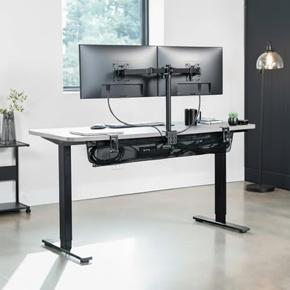 VIVO No Drill Clamp-on 44 inch Mesh Net Under Desk Cable Management Wire Organizer, Adjustable Home Office Standing Desk Cord Storage Sleeve, Black, DESK-AC44MH