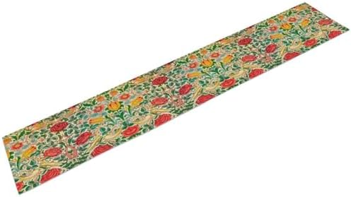 William Morris Original Design Red Rose Table Runner Vintage Floral Table Runner for Dining Table Decor 13 x 90 Inch