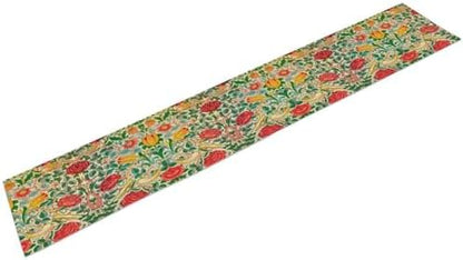 William Morris Original Design Red Rose Table Runner Vintage Floral Table Runner for Dining Table Decor 13 x 36 Inch