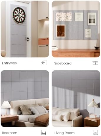 Bumusty 36"x 24" Large Felt Bulletin Board Tiles, Soft Gray