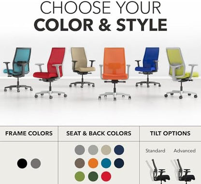 HON Ignition 2.0 Ergonomic Office Chair, Lumbar Support, Bullseye