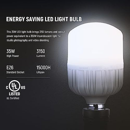 NEEWER 700W Equivalent Softbox Lighting Kit, 2Pack UL Certified 5700K LED Lighting Bulbs, 24x24 inches Softboxes with E26 Socket, Photography Continuous Lighting Kit Photo Studio Equipment