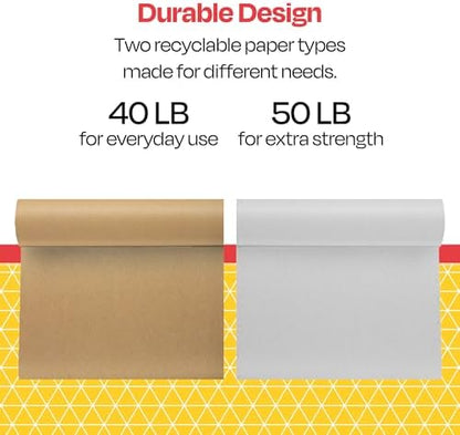 School Smart Butcher Kraft Paper Roll, 40 lb, 30 Inches x 1000 Feet, White