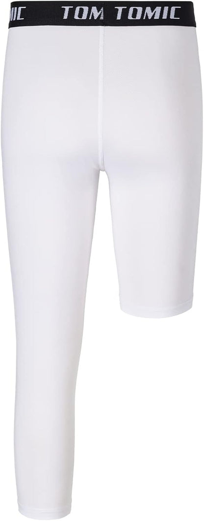 Tomic Youth Boys Kids One Leg 3/4 Leggings Compression Pants for Basketball Soccer Sports Athletic Training Tights Base Layer