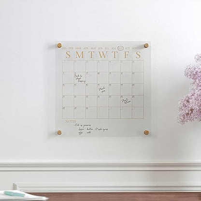 Martha Stewart Grayson 14" Acrylic Dry Erase Wall Calendar, Clear/Gold