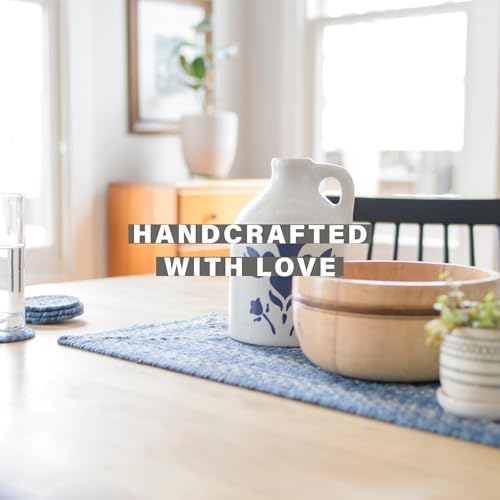 Homespice Denim Braided Placemats for Coastal Decor, Oval 13x19 Set of 6