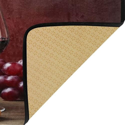 Red Wine Glass Grapes Kitchen Rug Romantic Floor Comfort Mats Bath Rugs Entryway Welcome Non Slip Area Rug for Bedroom Living Room Doormats Home Decor 39" X 20"