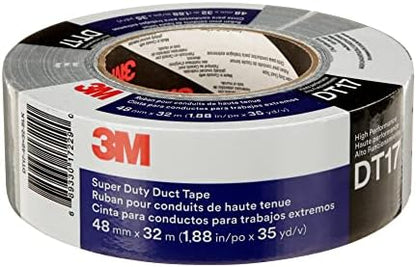 3M Super Duty Duct Tape DT17, Black, 48 mm x 32 m, 17 mil, 1 Roll