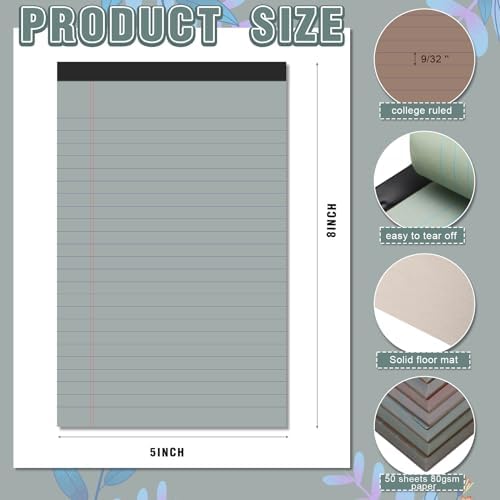 Lincia 12 Pcs 5" x 8" Colored Legal Pads Small Legal Pad(Morandi Colors)