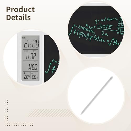 10.3 in LCD Desk Calendar Writing Tablet, Memory Aid Clock with Note Board, Rechargeable Task Planner with Time Date Temp Display, Includes Stylus, Gift for Retirement Men Women