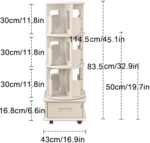 GAMAK Small Bookshelf with Storage for Kids 2-4 Tier Rotating Bookshelf with Brake Wheels 360° Display Wood Book Shelf Organizer for Bedroom Living Room Study Room (Size : Two)