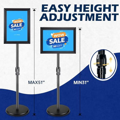 8.5x11 Sign Stands for Display, Adjustable Sign Holder Black 2-Pack