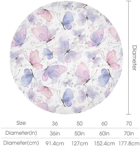 Purple Butterfly Tablecloth, Watercolor Pink Butterfly Abstract Cartoon Print Table Cloth for Farmhouse Kitchen Dinning Room Picnic Parties Home Decor, 36x36in