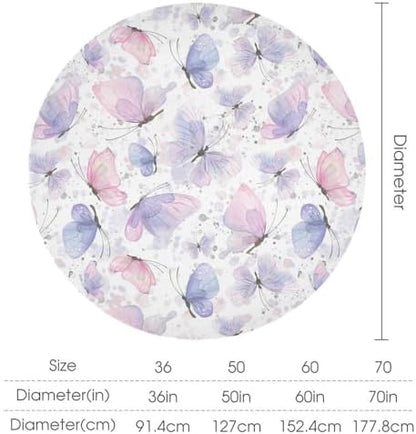 Purple Butterfly Tablecloth, Watercolor Pink Butterfly Abstract Cartoon Print Table Cloth for Farmhouse Kitchen Dinning Room Picnic Parties Home Decor, 36x36in