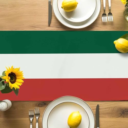 Mexico Flag Table Runner Dresser Scarf 13 x 108 Inch Green Red Color Cactus Hat Striped Modern Table Runners Non-Slip Heat Resistant Kitchen Dining Table Decor for Home Holidays Indoor Outdoor