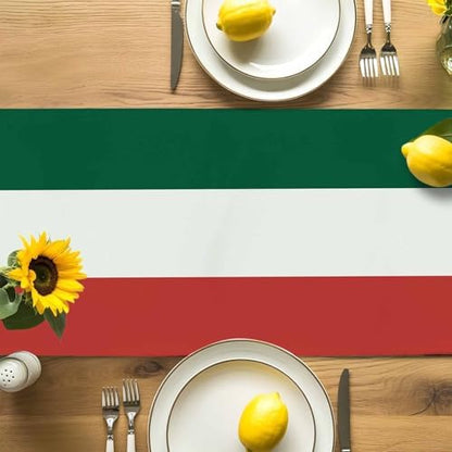 Mexico Flag Table Runner Dresser Scarf 13 x 108 Inch Green Red Color Cactus Hat Striped Modern Table Runners Non-Slip Heat Resistant Kitchen Dining Table Decor for Home Holidays Indoor Outdoor