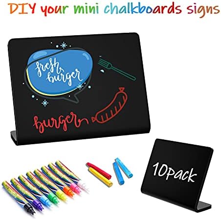 AITEE 20 Pack Acrylic Mini Chalkboard Signs Small Blackboards L-Shaped