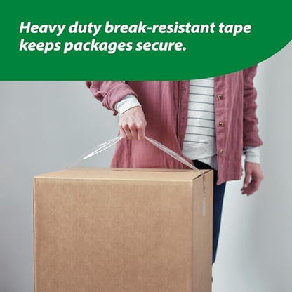 Duck HD Clear Packing Tape with Dispensers - 6 Rolls of Strong Heavy Duty Packing Tape for Shipping and Moving,Boxes and Packaging - 1.88 in. x 22.2 Yards - 1.5" Core - Clear (287732),(Pack of 2)