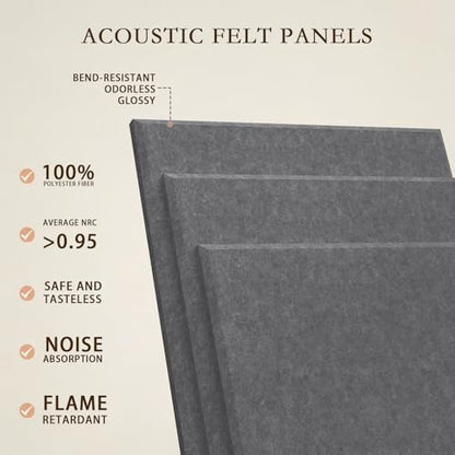 JBER Cork Board Alternative, 6 Pack 36" x 24" Felt Board, Dark Gray