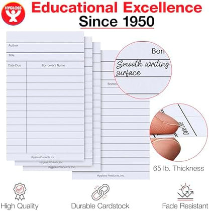 Hygloss Library Checkout Cards for Traditional Book Pockets and Classroom Organization - Vintage Style White Due Date Tracking, 3x5 Inch, 500 Pack