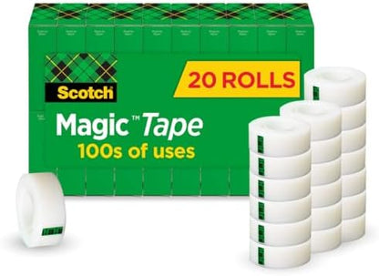 Scotch Magic Tape, Invisible, 20 Rolls