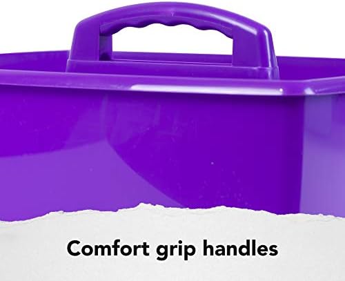 Storex 2-Compartment Large Craft Caddy – Multipurpose Classroom Organizer with Handle, Purple, 6-Pack (00955F06C)